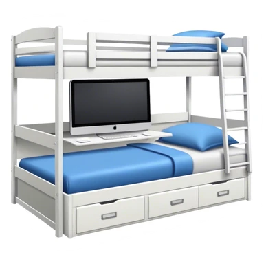 Triple bunk bed white with desk underneath  sticker