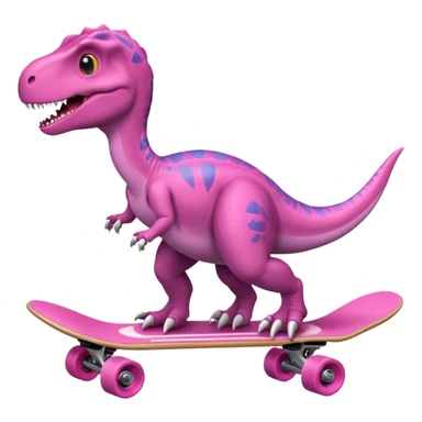 Dinosaur on a skateboard in pink  sticker