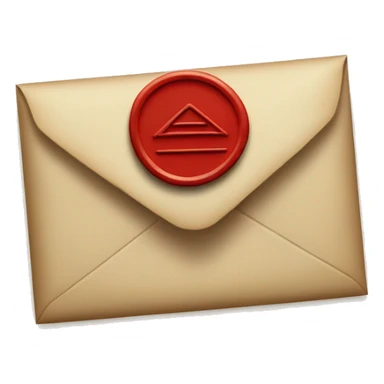 an envelope with a wax seal sticker