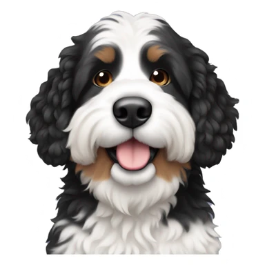 Black white bernedoodle sticker