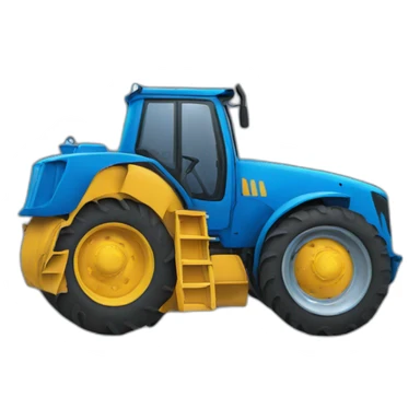 Blue tractor with clown face on ftont sticker
