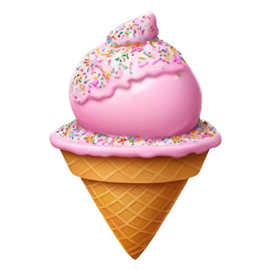 Pink ice cream in bowl with sprinkles on top NO cone sticker