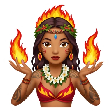hawaiian female fire dancer with tattoos sticker