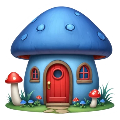 blue mushroom house sticker