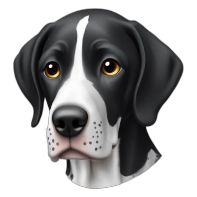 black & white german shorthair pointer, full black head, without white on the head, with white hair on the snout sticker