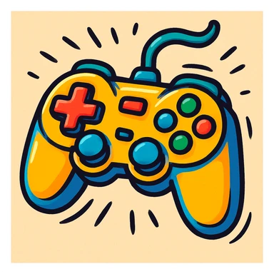 game controller, vibrant toon animated icon style, playful and dynamic, with expressive lines sticker
