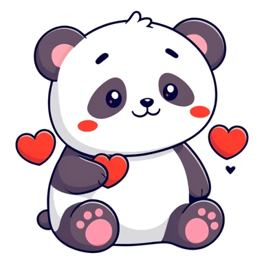 Panda hearts kisses sticker