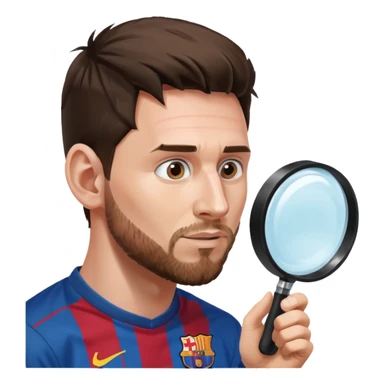 Messi de perfil mirando con una lupa de sticker