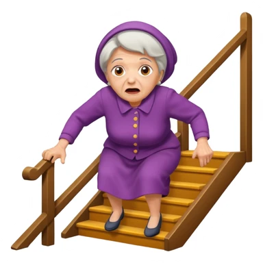 Make a emoji of a grandma falling down the stairs. sticker