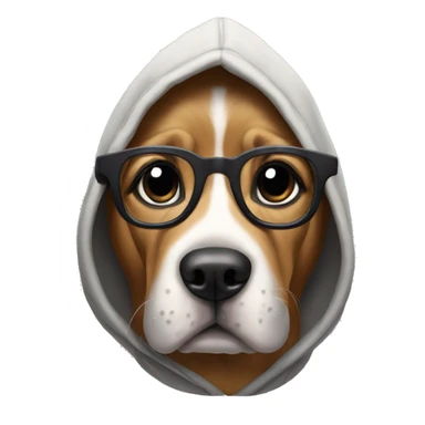 dog wearing hoodie raising one eyebrow with glasses sticker