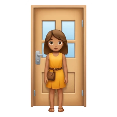 girl waiting at the closed door sticker