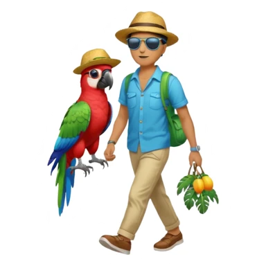 Walker with parrot on shoulder, Full body with walking pose sticker
