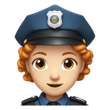 face of ginger girl police officer teen cute blue uniform  policia badge brown eyes sticker