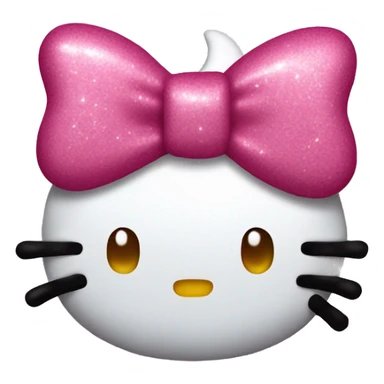 Pink glittery poop with a pink bow on the side representing hello kitty sticker