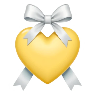 Pastel Yellow heart with a white ribbon sticker