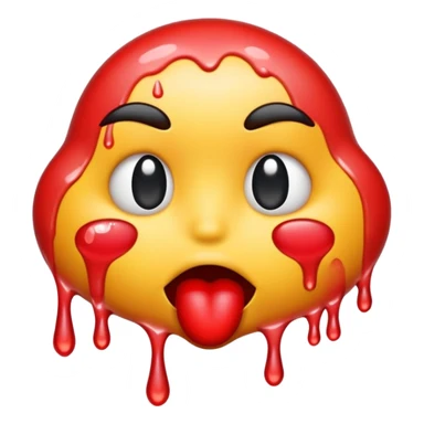 Emoji with kiss marks and water dripping down the mouth sticker