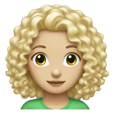 green eyed, long blonde curly haired, white skin girl sticker