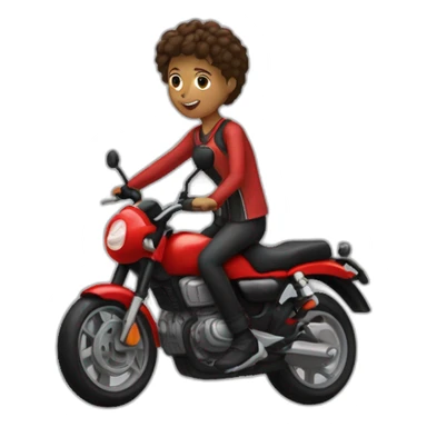 Adolescent de 14ans brun sur une moto rouge et noir sticker