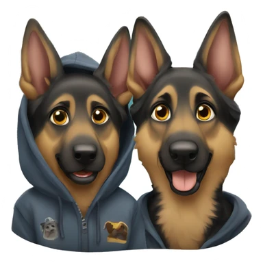 Two german shepherd dogs wearing hoodie sticker