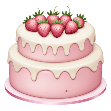 Light Pink strawberries and cream birthday cake  sticker