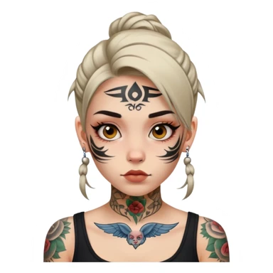 girl with face tattoos, neutral expression sticker