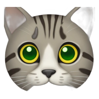 Brown Grey stripes cat with Green yellow eyes sticker