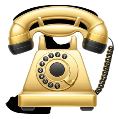 One single shiny Gold and black phone icon, png, no background, no border sticker