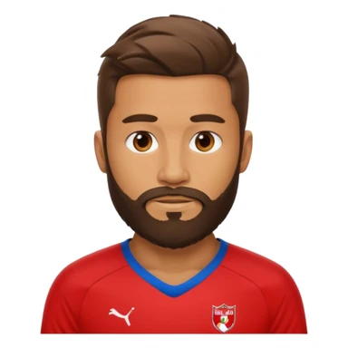 bearded soccer player with red jersey sticker