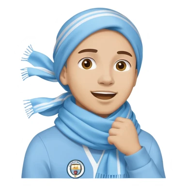 Manchester City fan cheering with sky blue scarf sticker