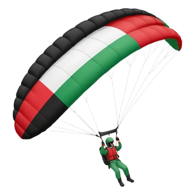 a paraglider flying a palestinian flag wing, respect scrupulously the correct shapes and colours of the palestinian flag, try again sticker