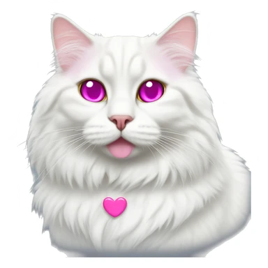 White siberian cat with pink heart eyes  sticker