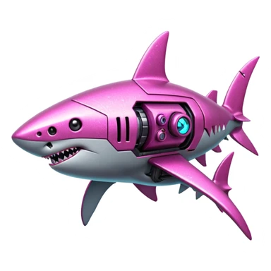glitter mech shark pink cyberpunk sticker