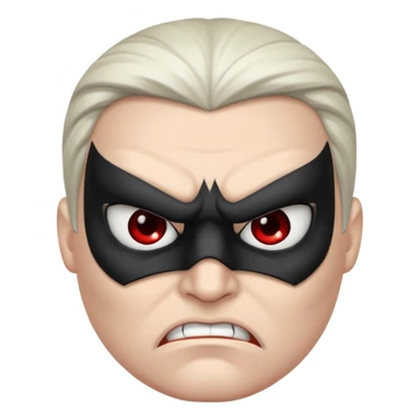 angry ninja face emoji, dark mask, sharp eyebrows, frowning sticker