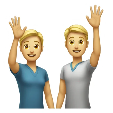 two employee waving hands sticker