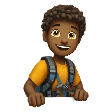 smiling boy by the window mountain climbing  sticker