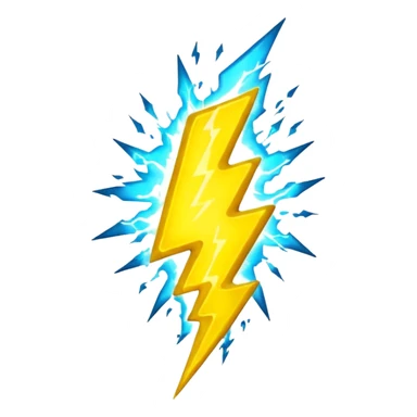 3D render of Lightning Bolt, miniature weather phenomenon, volumetric particle effects, jagged glowing bright yellow plasma strike, elemental energy, emoji style, isolated on white background --v 6.0. sticker