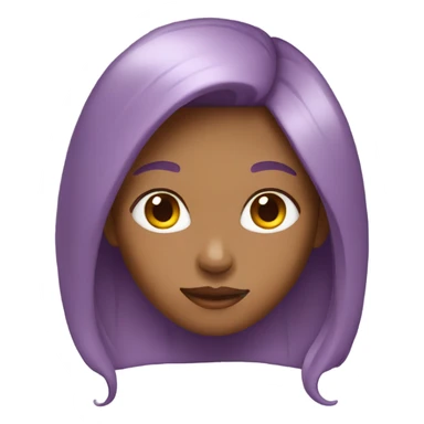 create an emoji describing a brown girl with light purple hair sticker