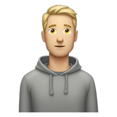 tired white man with very very very short hair in gray sweatshirt is tired  sticker