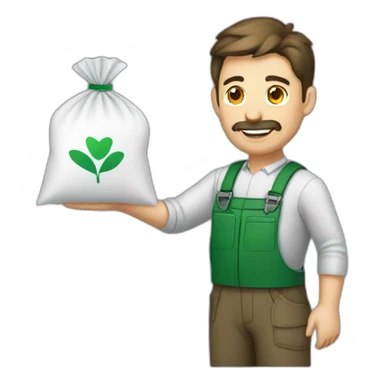 Agronomist holding a fertilizer bag sticker