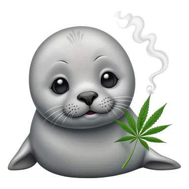 Grey slim baby seal Smoking cannabis weeds sticker
