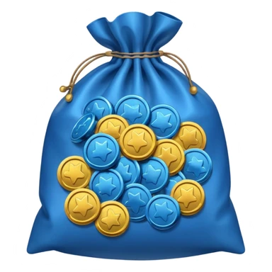 blue coins inside an opened bag  sticker