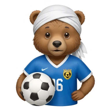Bear wearing Durag, with soccer jersey playing soccer sticker