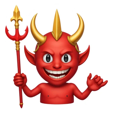 A red demon smiley face holding a trident and it looks like this (😈) but red and holds a golden trident sticker