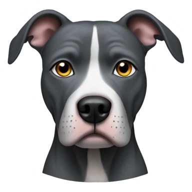 Dark grey pitbull with a thinking face sticker