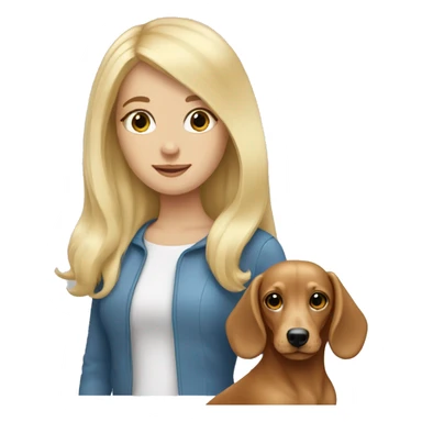 white blonde girl with longhair dachsund sticker