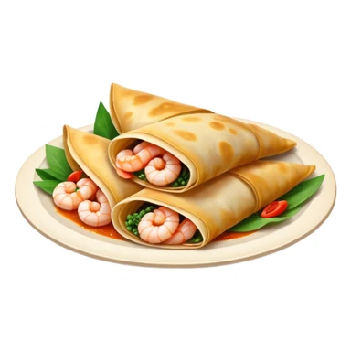 Bánh Xèo Cinematic Realistic Bánh Xèo Dish Emoji, depicted as a crispy, folded crepe filled with shrimp and pork, rendered with dynamic textures and vibrant, appetizing lighting. sticker
