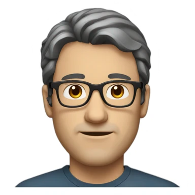 middle age lean white man with black hair & glasses with brown eyes and a big nose sticker