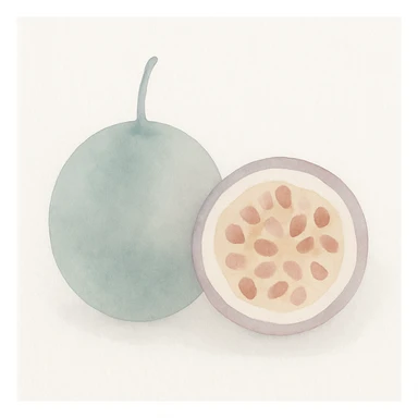 a passionfruit in a painterly watercolor style sticker