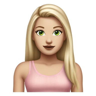 Realistic White girl with Long straight blonde hair, green eyes, tattoos, full body wearing pink tulle dress sticker