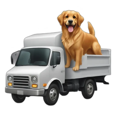 Golden retriever and a rottweiller in a moving truck sticker